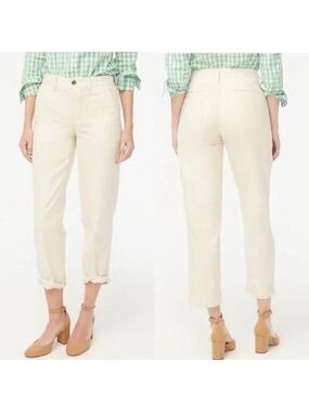 J Crew Factory 100% Cotton Camp Pant in Ecru sz 14 Ivory Neutral Preppy Safari
